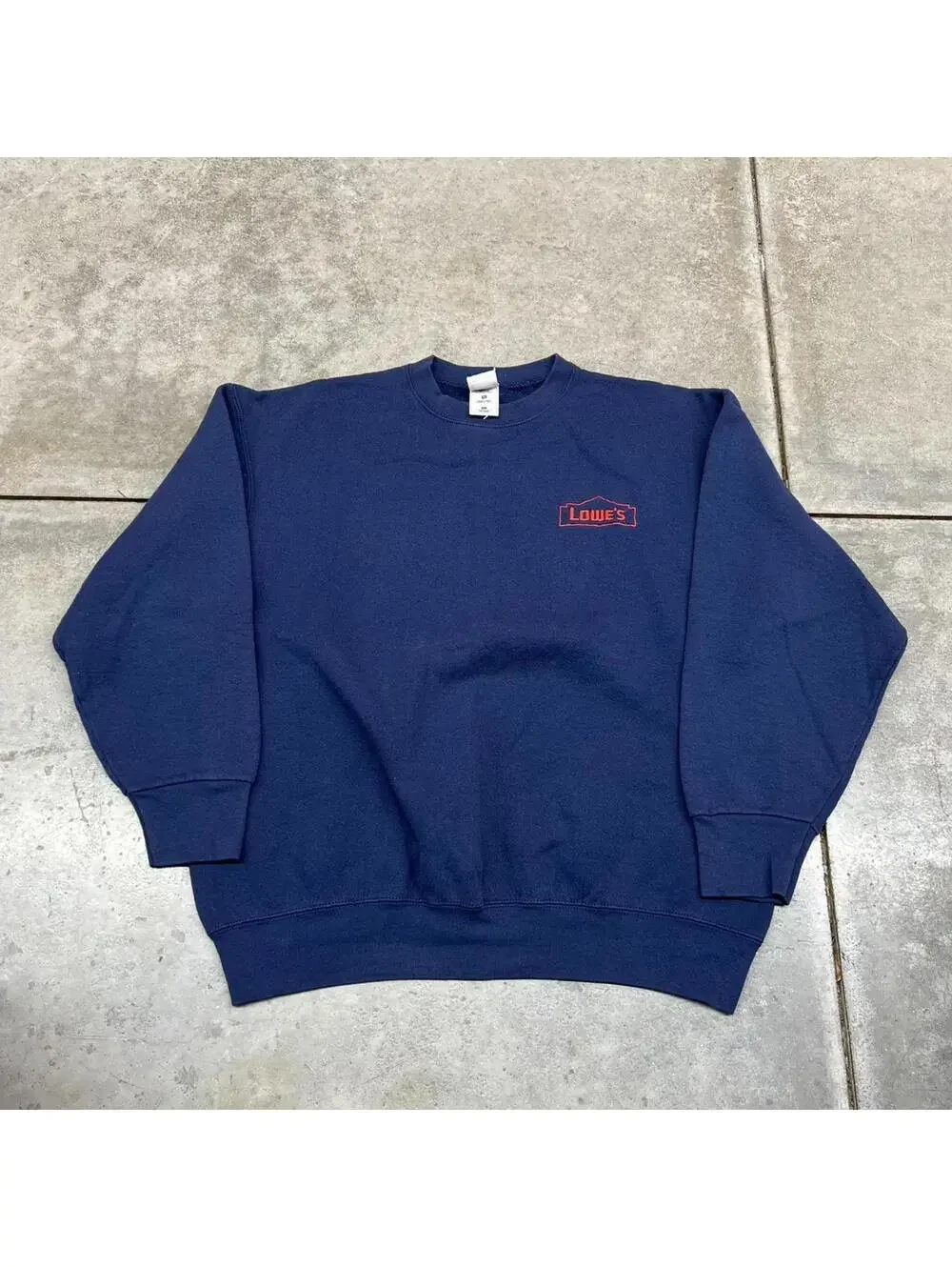 vintage lowes construction department store navy small logo crewneck size xl